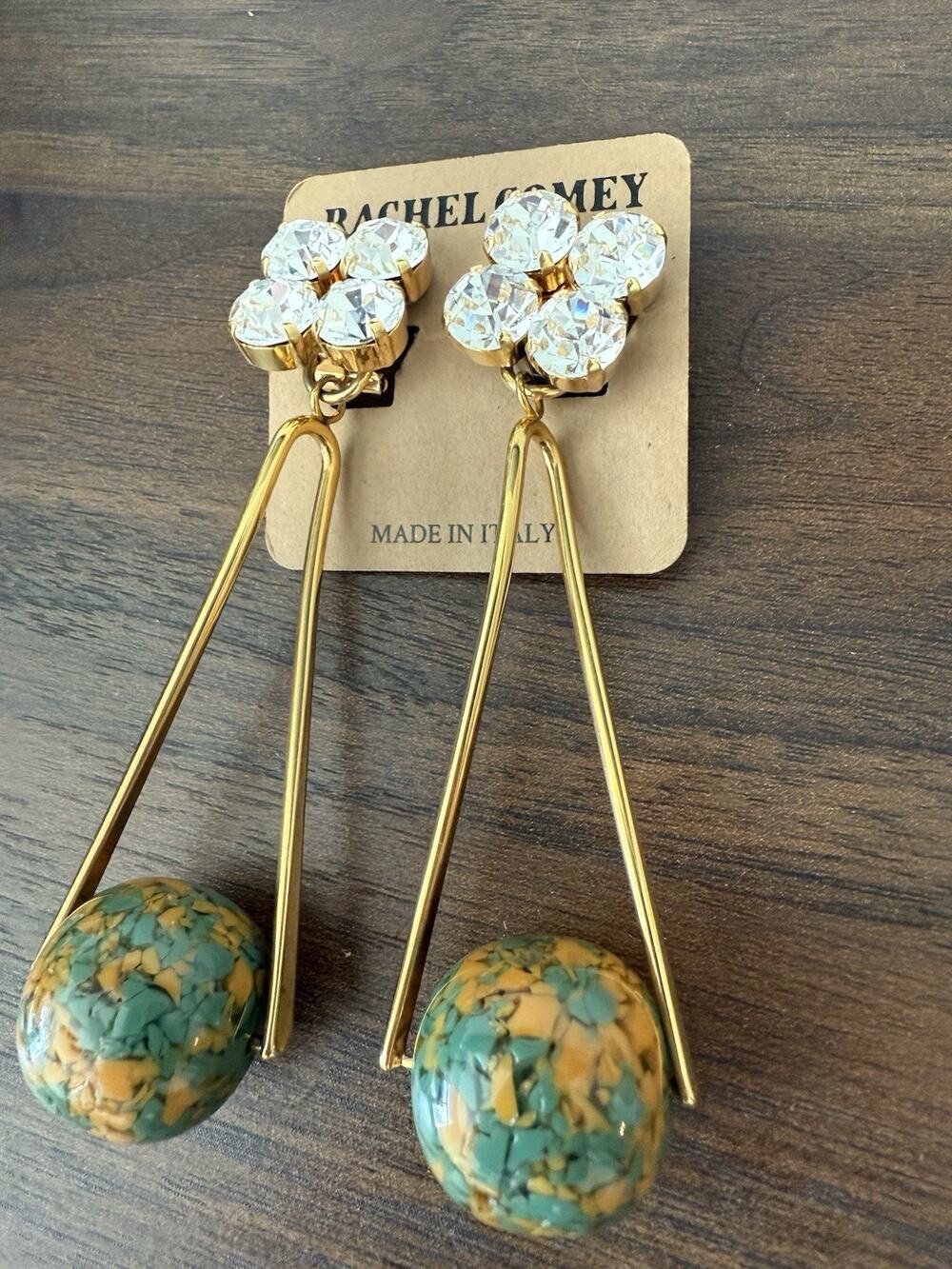 Rachel Comey Earrings Made In Italy New York Designer Rhinestone Statement Piece